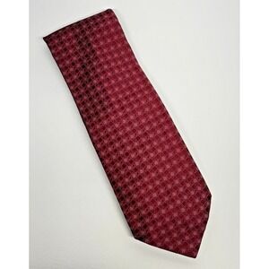 Daniel Cremieux Maroon Geometric Handmade USA Woven Silk Neat Self-Tipped Tie